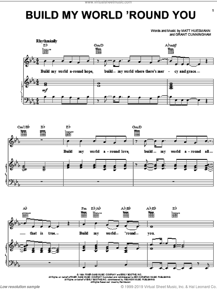 Build My World 'Round You sheet music for voice, piano or guitar by Sandi Patty, Grant Cunningham and Matt Huesmann, intermediate skill level