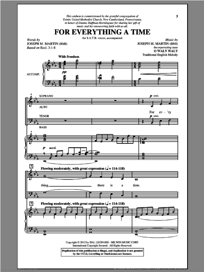 For Everything A Time sheet music for choir (SATB: soprano, alto, tenor, bass) by Joseph M. Martin, intermediate skill level