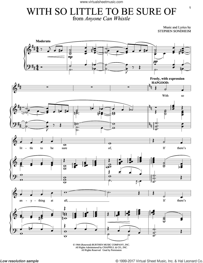 With So Little To Be Sure Of sheet music for voice and piano by Stephen Sondheim, intermediate skill level
