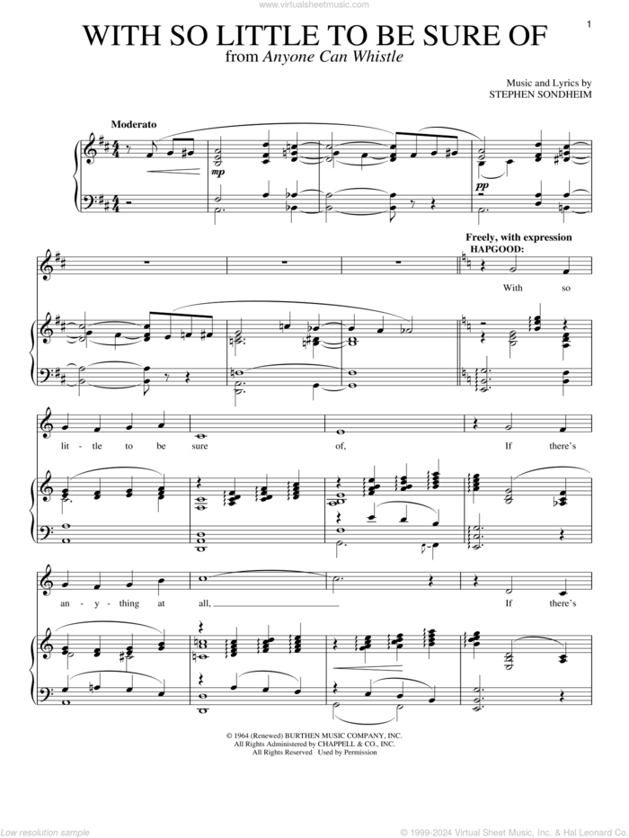 With So Little To Be Sure Of sheet music for voice and piano by Stephen Sondheim, intermediate skill level