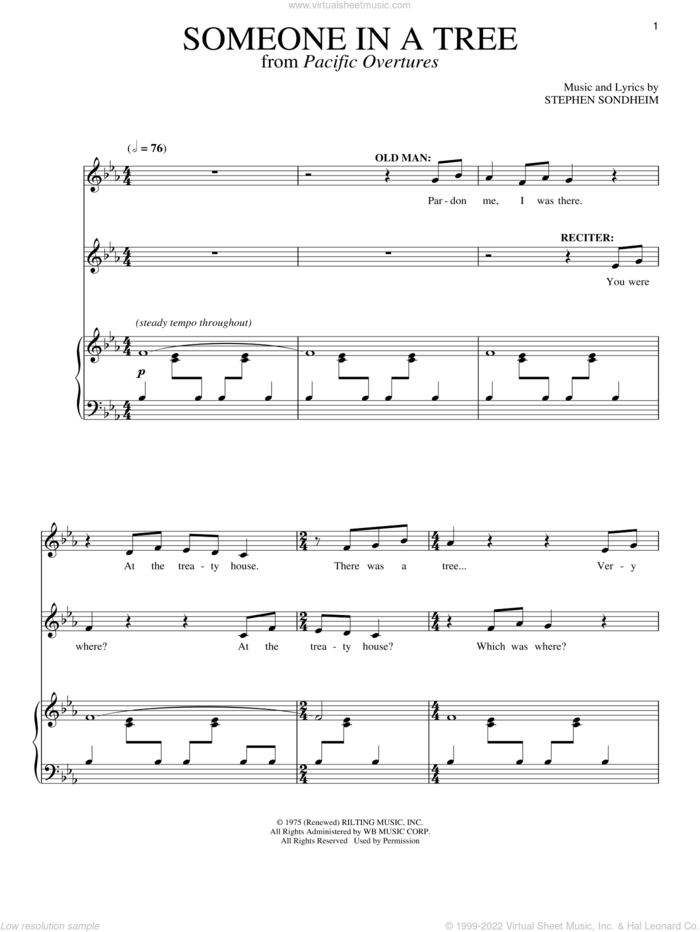 Someone In A Tree sheet music for voice and piano by Stephen Sondheim, intermediate skill level