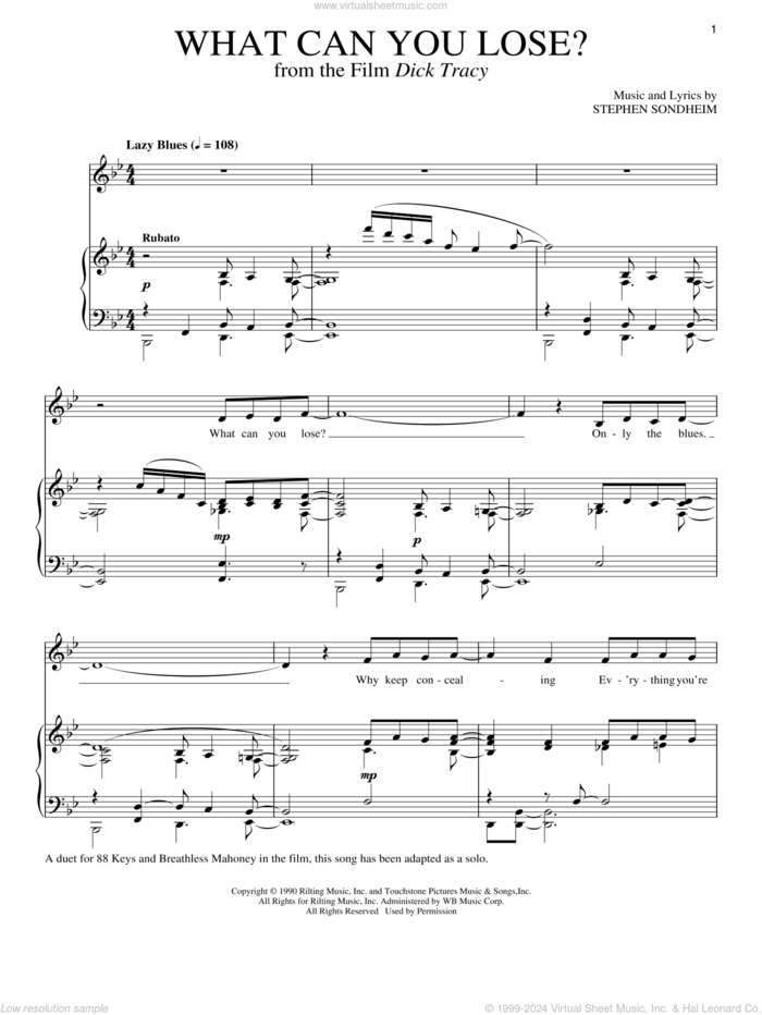 What Can You Lose sheet music for voice and piano by Stephen Sondheim, intermediate skill level