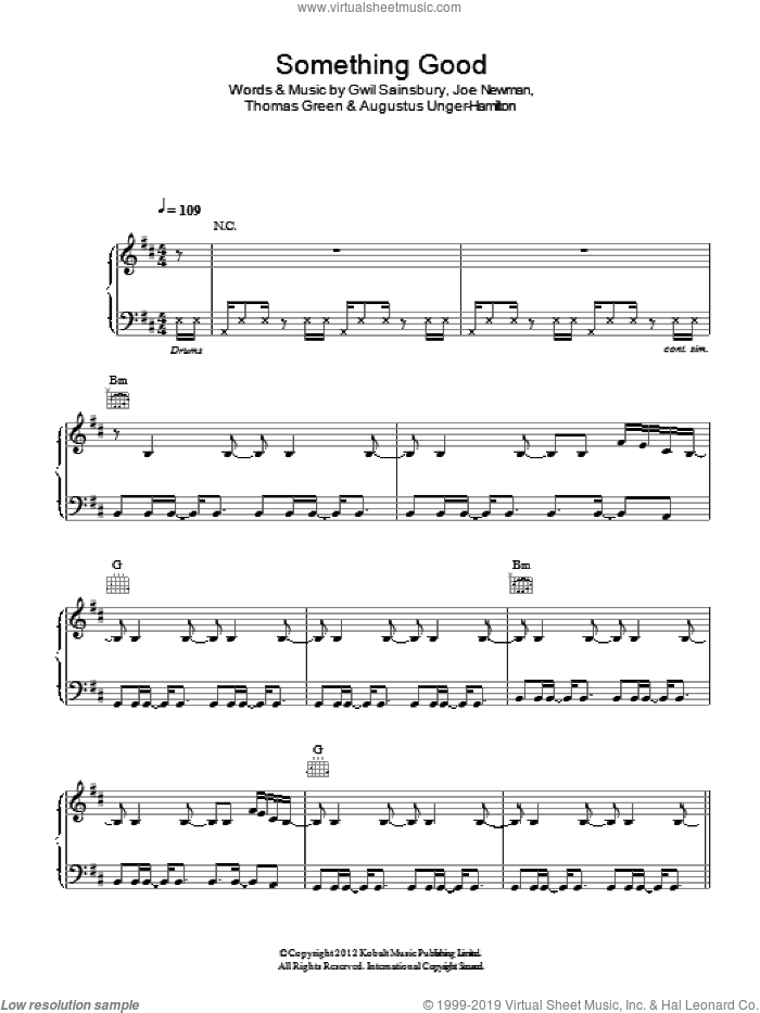 Something Good sheet music for voice, piano or guitar by Alt-J, Augustus Unger-Hamilton, Gwil Sainsbury, Joe Newman and Thomas Green, intermediate skill level