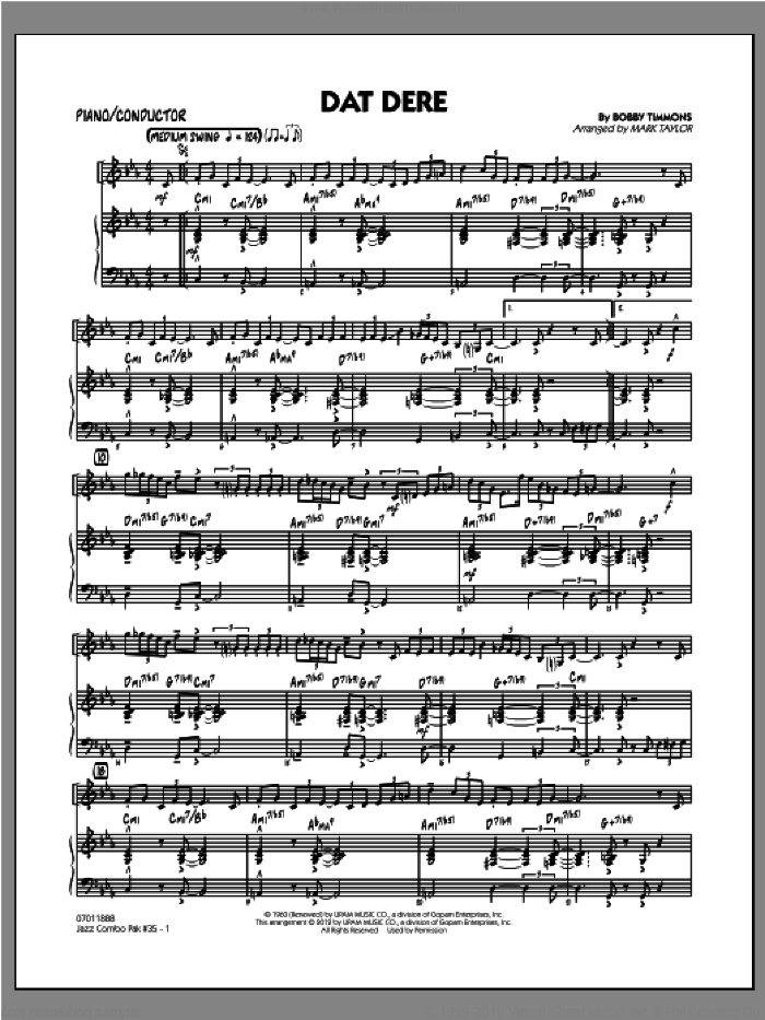 Jazz Combo Pak #35 (Cannonball Adderley) (COMPLETE) sheet music for jazz band by Mark Taylor and Cannonball Adderley, intermediate skill level