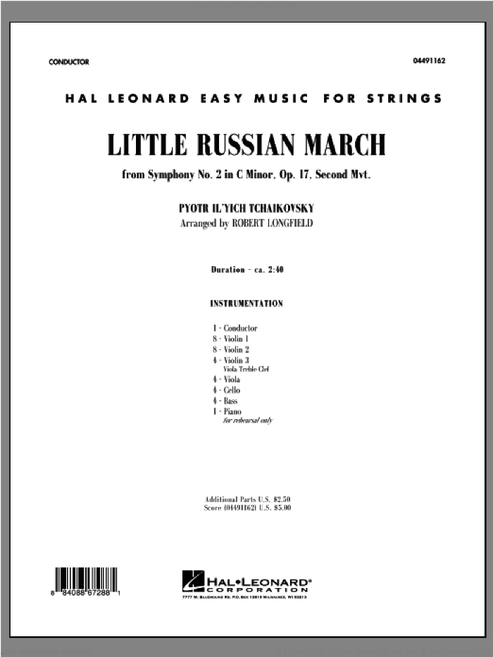 Little Russian March (from Symphony No. 2) (COMPLETE) sheet music for orchestra by Pyotr Ilyich Tchaikovsky and Robert Longfield, classical score, intermediate skill level
