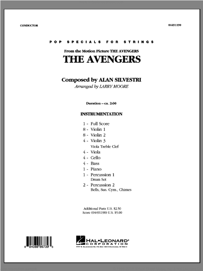 The Avengers (Main Theme) (arr. Larry Moore) (COMPLETE) sheet music for orchestra by Alan Silvestri, Larry Moore and The Avengers (Movie), intermediate skill level