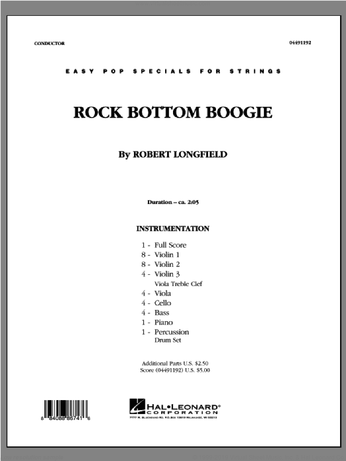Rock Bottom Boogie (COMPLETE) sheet music for orchestra by Robert Longfield, intermediate skill level