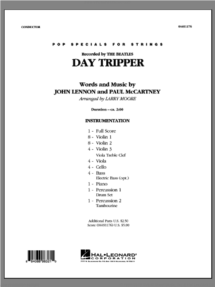 Day Tripper (COMPLETE) sheet music for orchestra by The Beatles and Larry Moore, intermediate skill level