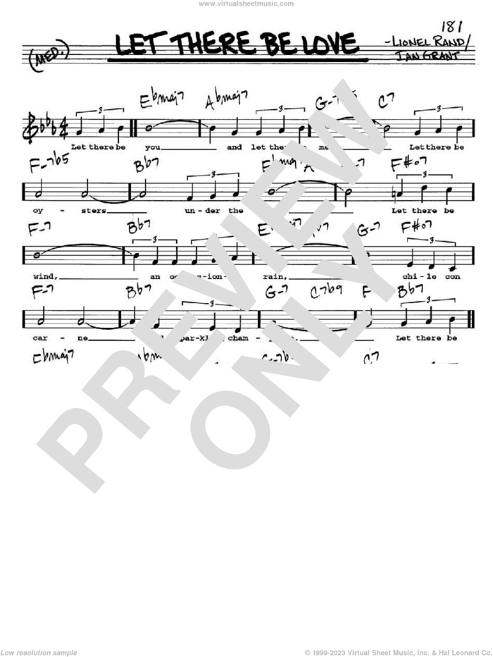 Let There Be Love sheet music for voice and other instruments  by Ian Grant and Lionel Rand, intermediate skill level