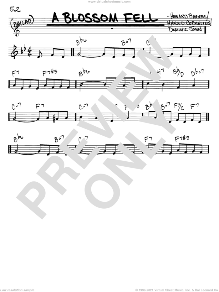 A Blossom Fell sheet music for voice and other instruments (in C) by Nat King Cole, Diana Krall, Dominic John, Harold Cornelius and Howard Barnes, intermediate skill level
