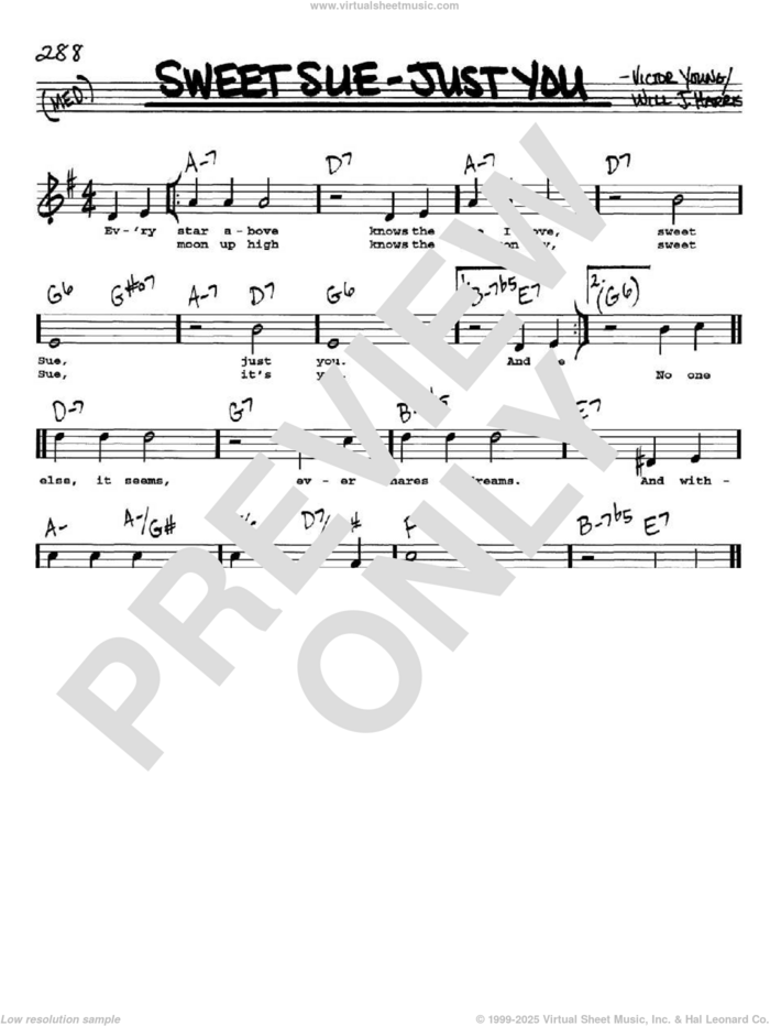 Sweet Sue-Just You sheet music for voice and other instruments  by Will J. Harris and Victor Young, intermediate skill level