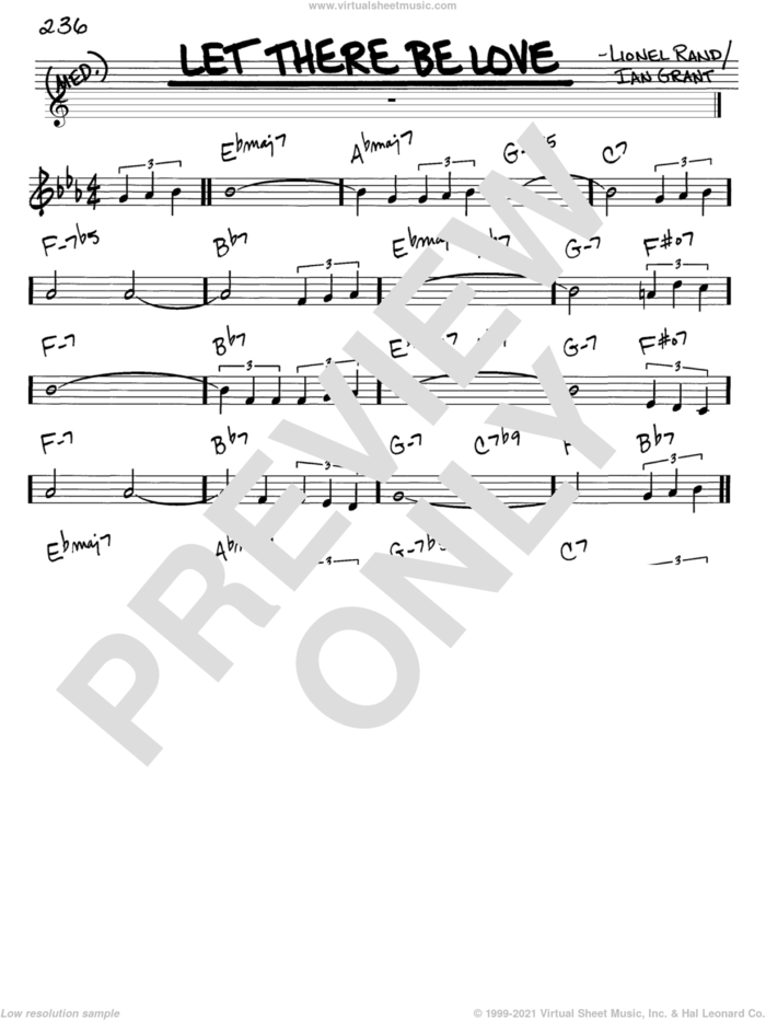 Let There Be Love sheet music for voice and other instruments (in C) by Ian Grant and Lionel Rand, intermediate skill level