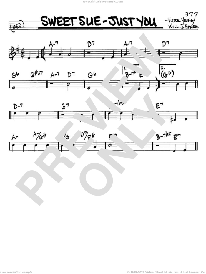 Sweet Sue-Just You sheet music for voice and other instruments (in C) by Will J. Harris and Victor Young, intermediate skill level