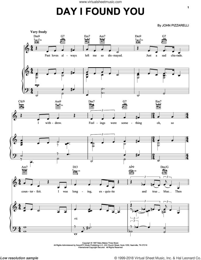 Day I Found You sheet music for voice, piano or guitar by John Pizzarelli, intermediate skill level