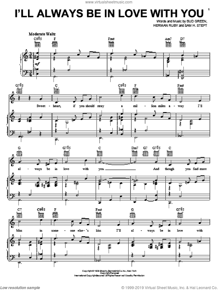 I'll Always Be In Love With You sheet music for voice, piano or guitar by Sam H. Stept, Bud Green and Herman Ruby, intermediate skill level