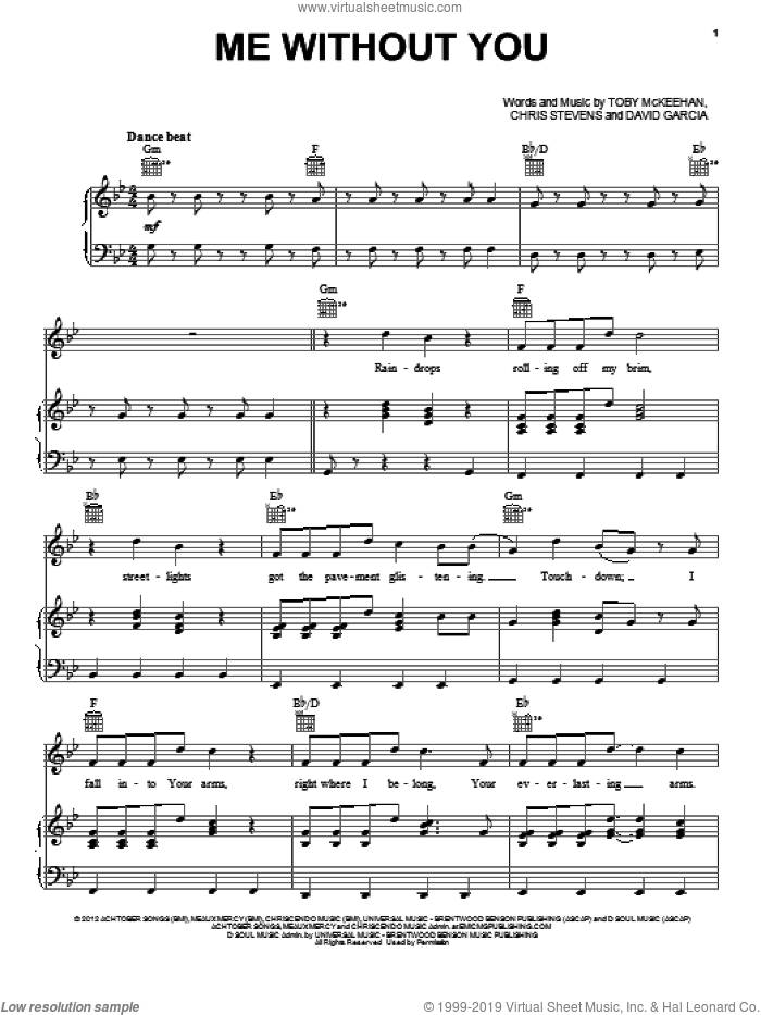 Me Without You sheet music for voice, piano or guitar by tobyMac, intermediate skill level