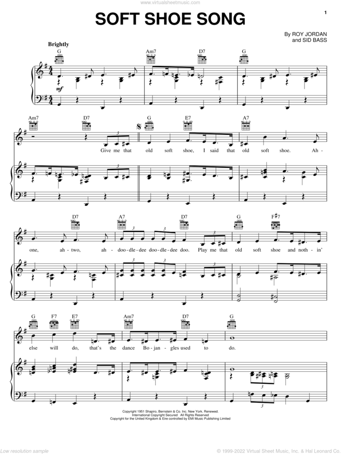 Soft Shoe Song (The Dance My Darlin' Used To Do) sheet music for voice, piano or guitar by Roy Jordan and Sid Bass, intermediate skill level
