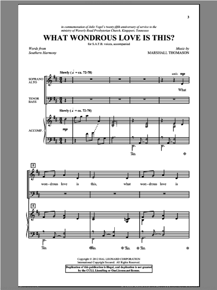What Wondrous Love Is This? sheet music for choir (SATB: soprano, alto, tenor, bass) by Marshall Thomason, intermediate skill level