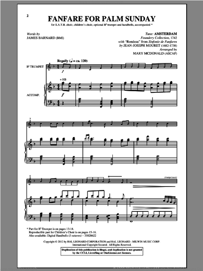 Fanfare For Palm Sunday sheet music for choir (SATB: soprano, alto, tenor, bass) by Mary McDonald and James Barnard, intermediate skill level