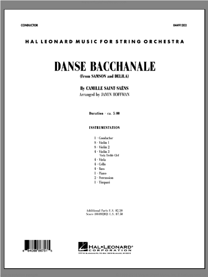 Danse Bacchanale (from Samson And Delila) (COMPLETE) sheet music for orchestra by Camille Saint-Saens and Jamin Hoffman, classical score, intermediate skill level