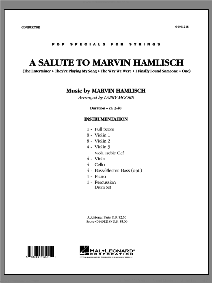 A Salute To Marvin Hamlisch (COMPLETE) sheet music for orchestra by Marvin Hamlisch and Larry Moore, intermediate skill level