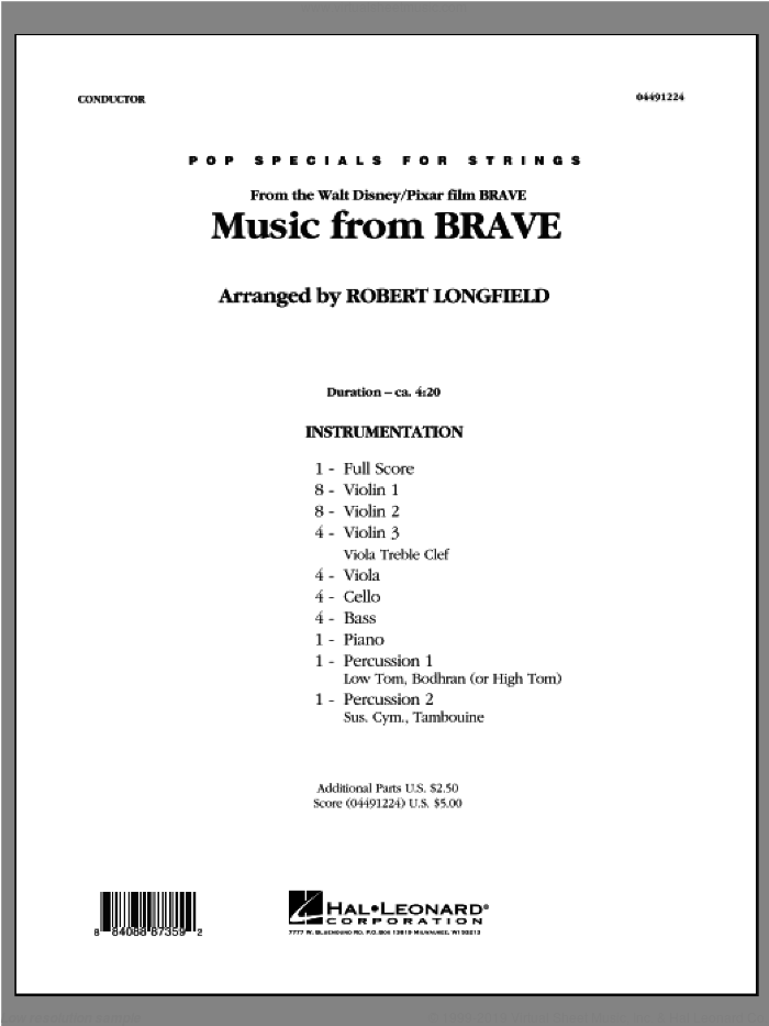 Music From Brave (COMPLETE) sheet music for orchestra by Robert Longfield, intermediate skill level
