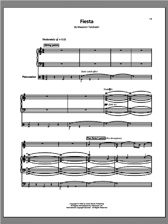 Fiesta/Space Queen (Space 2) sheet music for voice and piano by Kitaro and Masanori Takahashi, intermediate skill level