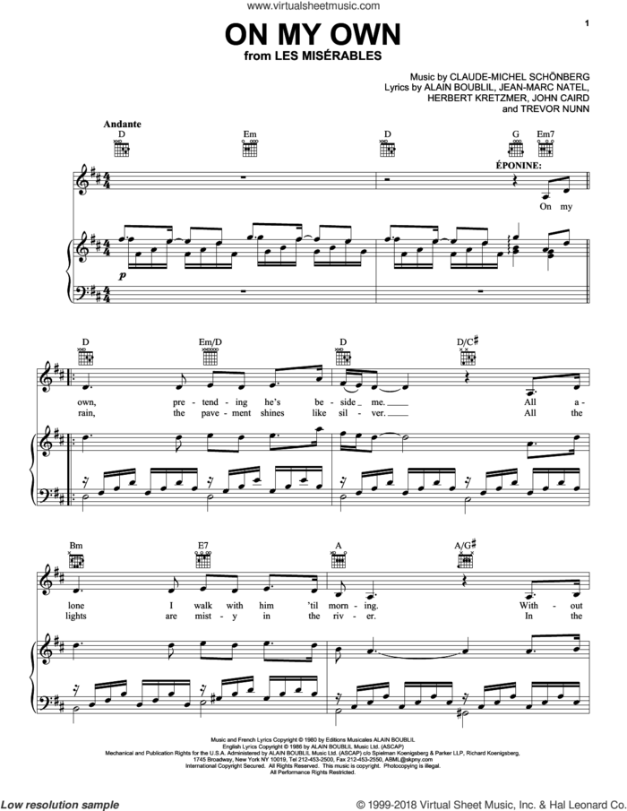 Broadway Selections from Les Miserables - 2 (complete set of parts) sheet music for voice, piano or guitar by Alain Boublil, Claude-Michel Schonberg, Herbert Kretzmer, Jean-Marc Natel, John Caird, Les Miserables (Musical) and Trevor Nunn, intermediate skill level
