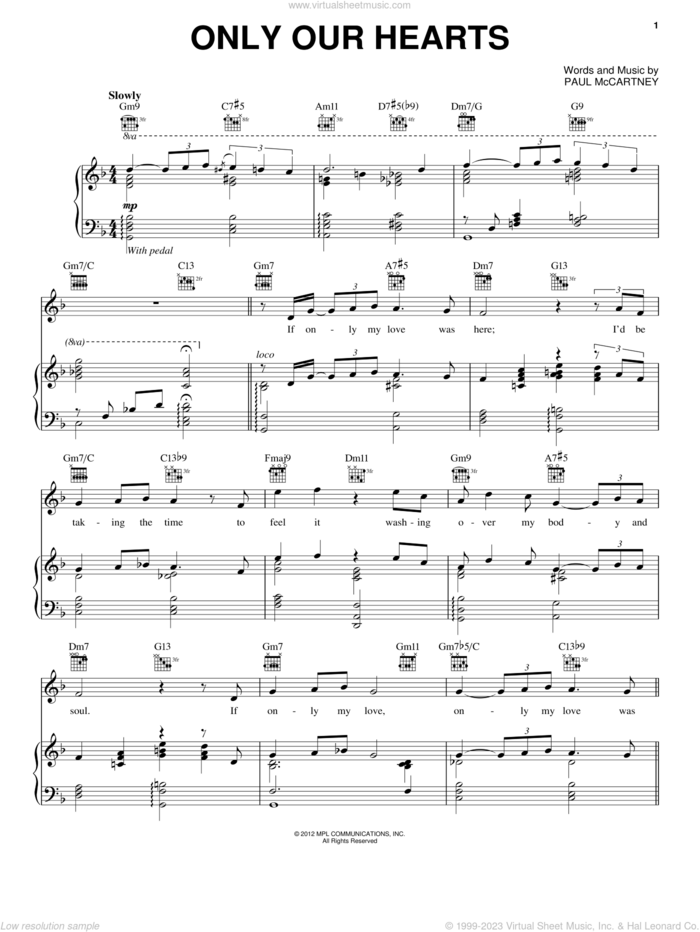 Only Our Hearts sheet music for voice, piano or guitar by Paul McCartney, intermediate skill level