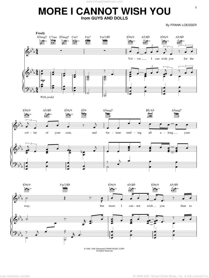More I Cannot Wish You sheet music for voice, piano or guitar by Paul McCartney and Frank Loesser, intermediate skill level