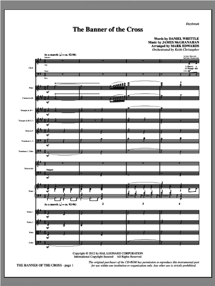 The Banner Of The Cross (complete set of parts) sheet music for orchestra/band (Orchestra) by James McGranahan, Daniel W. Whittle and Mark Edwards, intermediate skill level