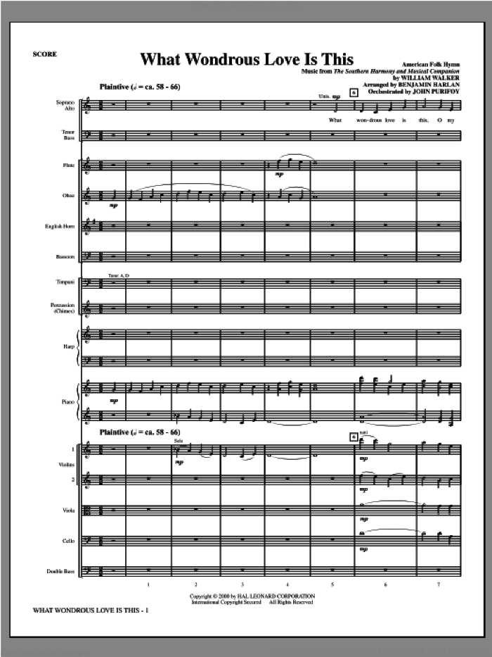 What Wondrous Love Is This (see Bonustrax 00102360) (complete set of parts) sheet music for orchestra/band (Orchestra) by Benjamin Harlan and Miscellaneous, intermediate skill level