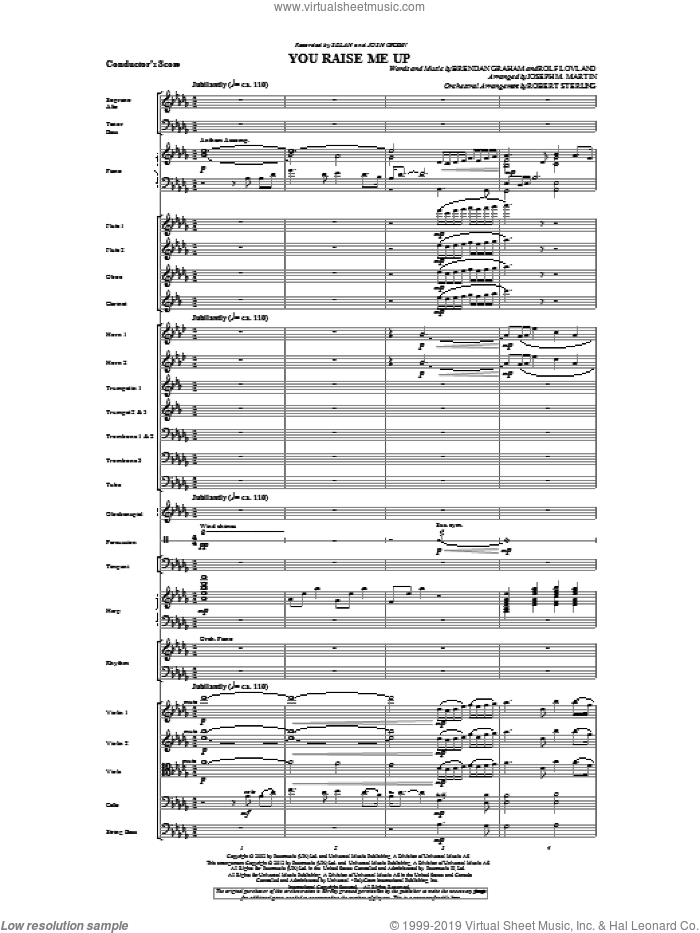 You Raise Me Up (complete set of parts) sheet music for orchestra/band by Joseph M. Martin, Brendan Graham, Josh Groban and Rolf Lovland, wedding score, intermediate skill level