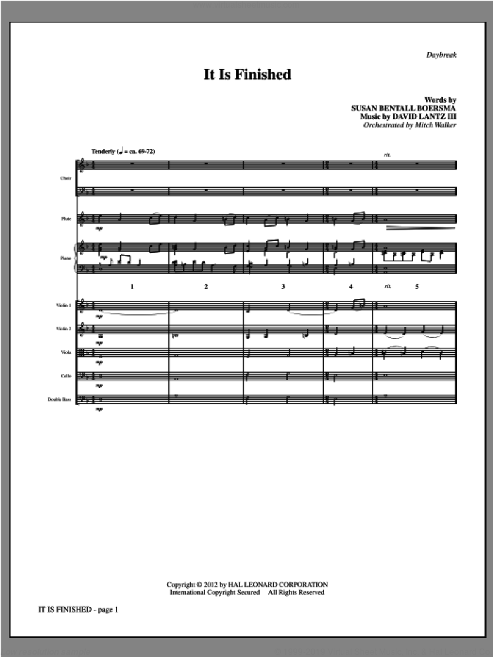 It Is Finished (complete set of parts) sheet music for orchestra/band by David Lantz and Susan Boersma, intermediate skill level