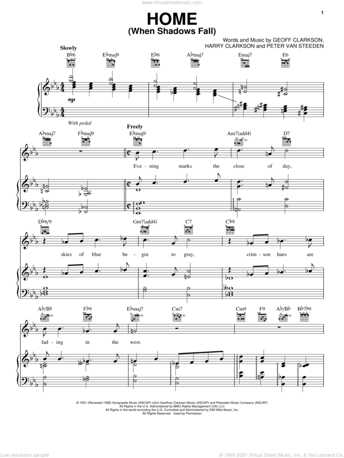 Home (When Shadows Fall) sheet music for voice, piano or guitar by Paul McCartney, Geoff Clarkson, Harry Clarkson and Peter Van Steeden, intermediate skill level