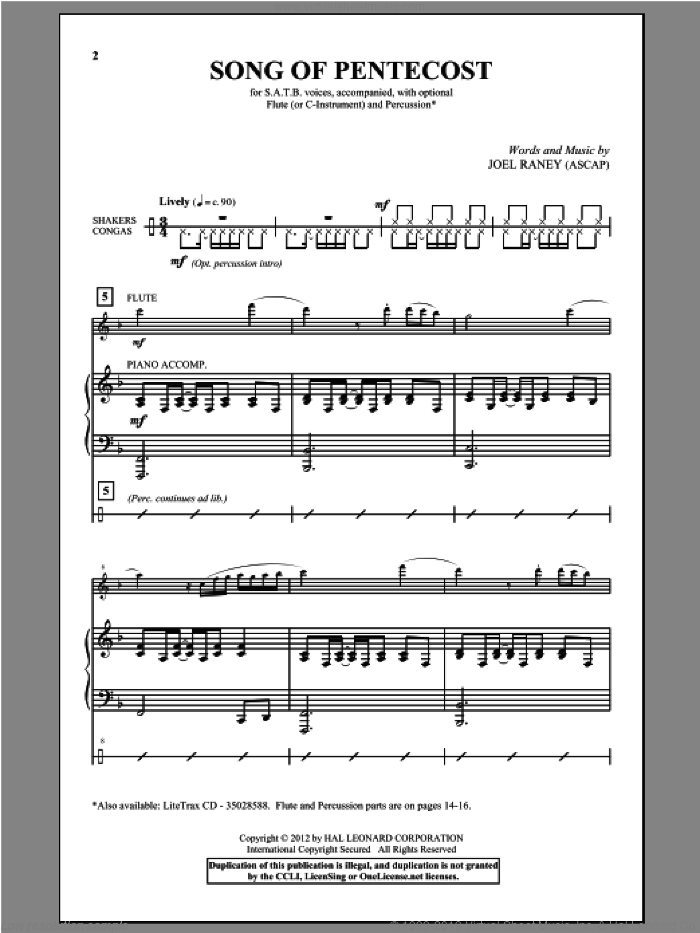 Song Of Pentecost sheet music for choir (SATB: soprano, alto, tenor, bass) by Joel Raney, Andrew Reed and Isaac Watts, intermediate skill level