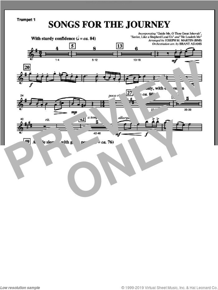 Songs For The Journey (from 'Footprints In The Sand') sheet music for orchestra/band (Bb trumpet 1) by Joseph M. Martin, intermediate skill level
