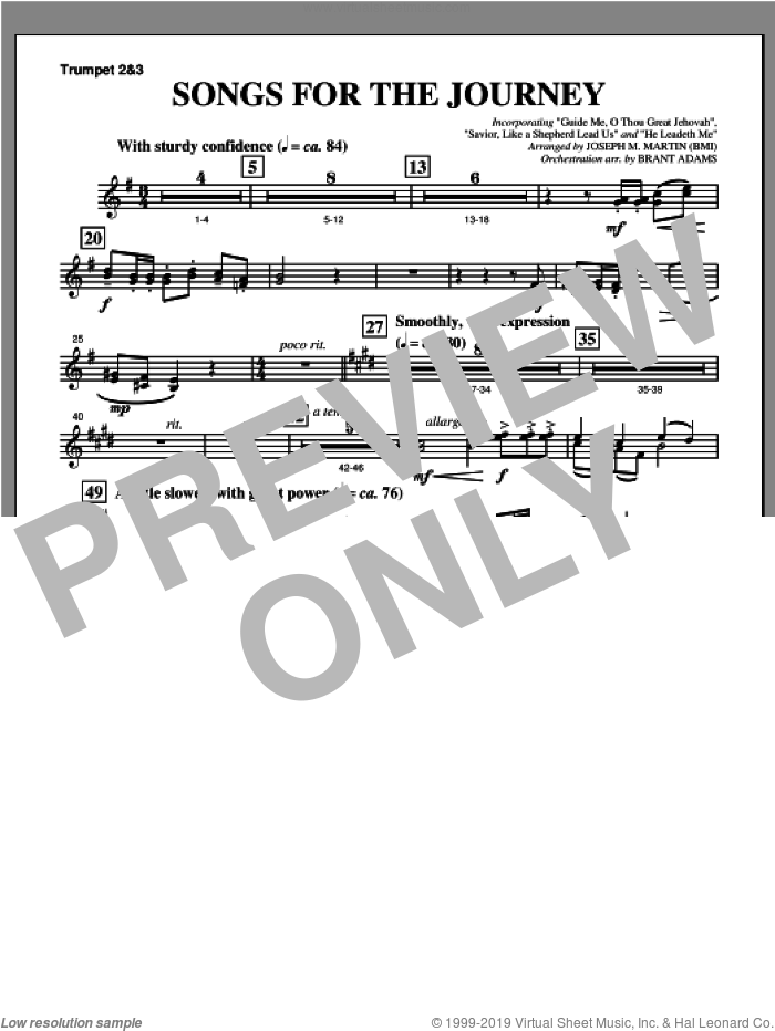Songs For The Journey (from 'Footprints In The Sand') sheet music for orchestra/band (Bb trumpet 2,3) by Joseph M. Martin, intermediate skill level