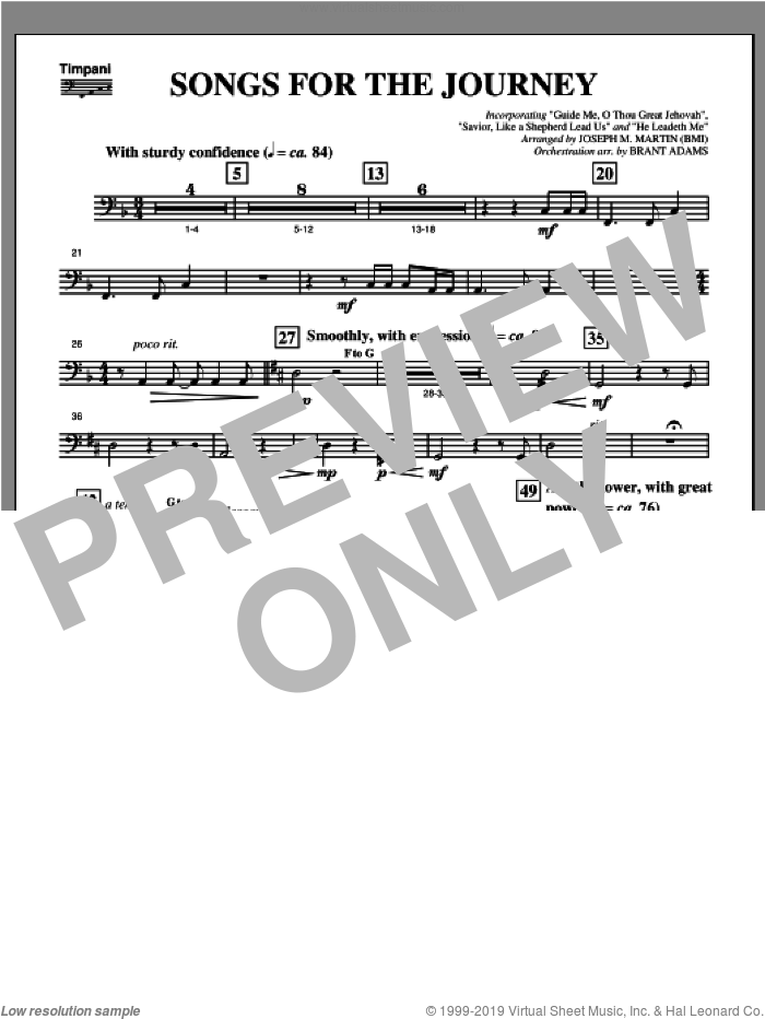 Songs For The Journey (from 'Footprints In The Sand') sheet music for orchestra/band (timpani) by Joseph M. Martin, intermediate skill level