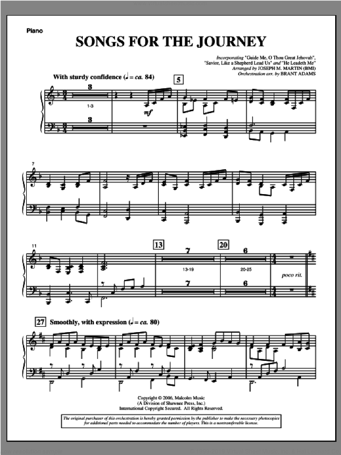 Songs For The Journey (from 'Footprints In The Sand') sheet music for orchestra/band (piano) by Joseph M. Martin, intermediate skill level