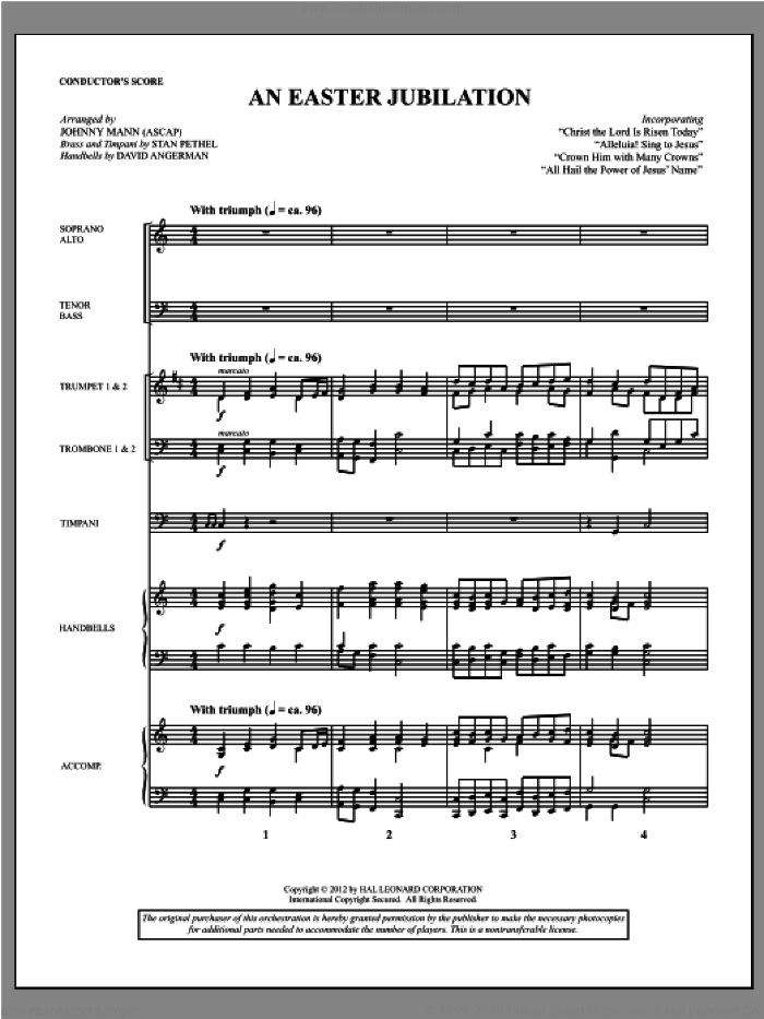 An Easter Jubilation (complete set of parts) sheet music for orchestra/band (Brass) by Johnny Mann, intermediate skill level