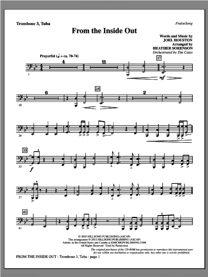 From The Inside Out (complete set of parts) sheet music for orchestra/band (Orchestra) by Joel Houston, Heather Sorenson and Hillsong, intermediate skill level