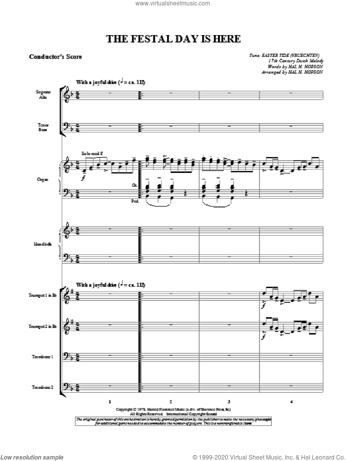 The Festal Day Is Here (complete set of parts) sheet music for orchestra/band (Brass) by Hal Hopson, intermediate skill level