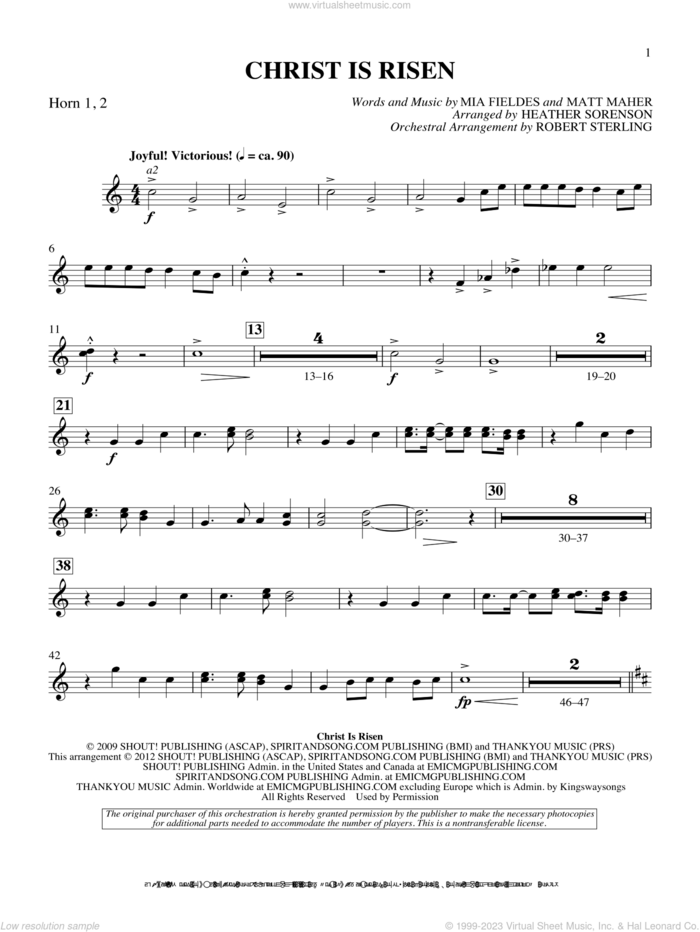 The Beautiful Christ (An Easter Celebration Of Grace) sheet music for orchestra/band (f horn 1,2) by Heather Sorenson, intermediate skill level