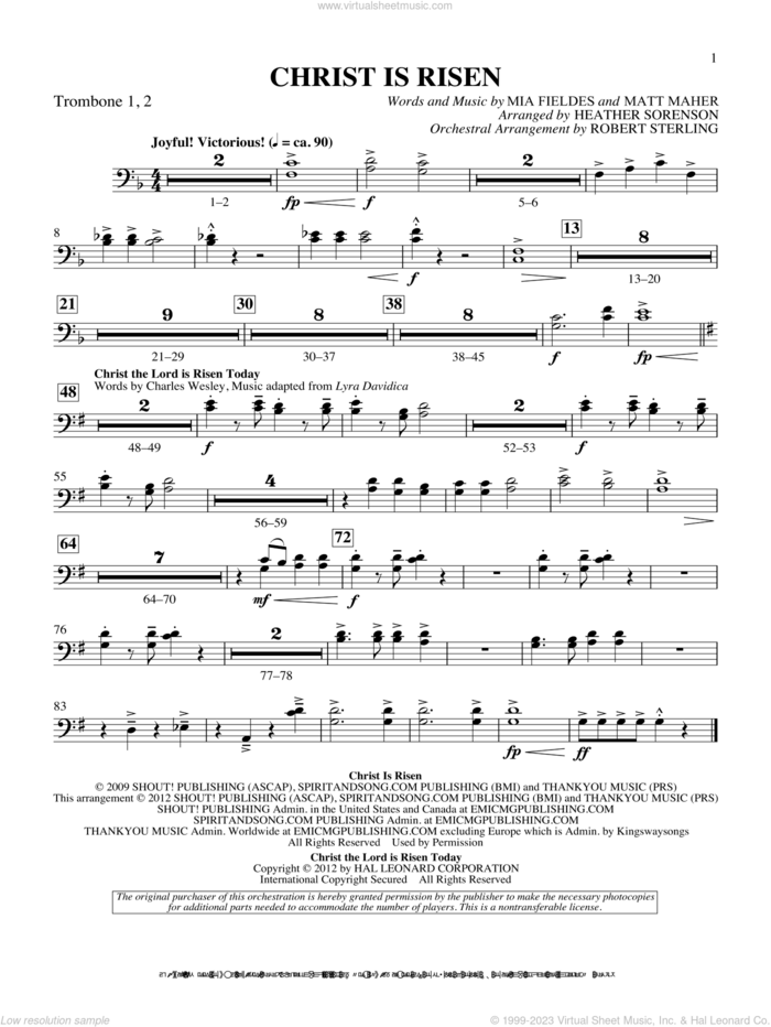 The Beautiful Christ (An Easter Celebration Of Grace) sheet music for orchestra/band (trombone 1 and 2) by Heather Sorenson, intermediate skill level