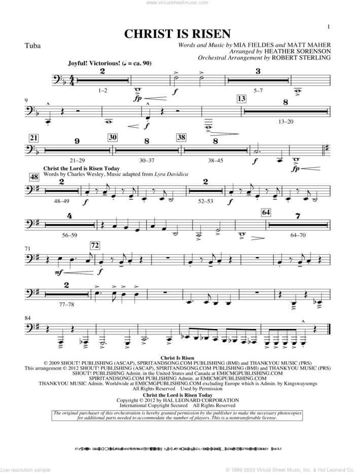 The Beautiful Christ (An Easter Celebration Of Grace) sheet music for orchestra/band (tuba) by Heather Sorenson, intermediate skill level