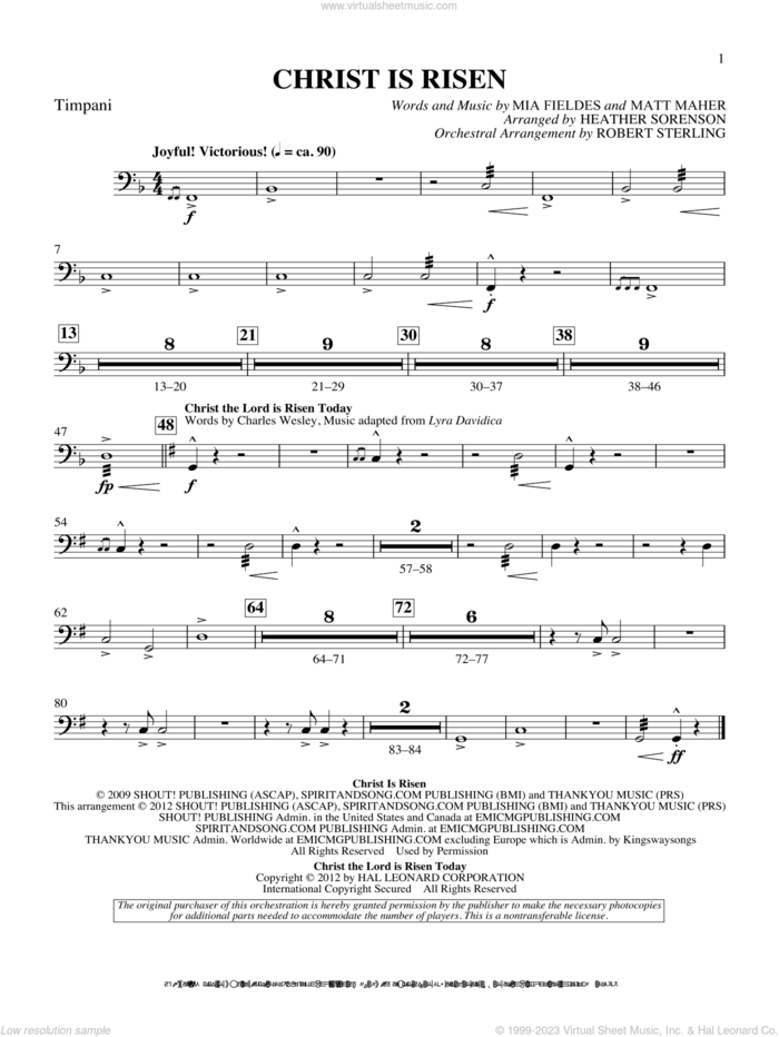 The Beautiful Christ (An Easter Celebration Of Grace) sheet music for orchestra/band (timpani) by Heather Sorenson, intermediate skill level