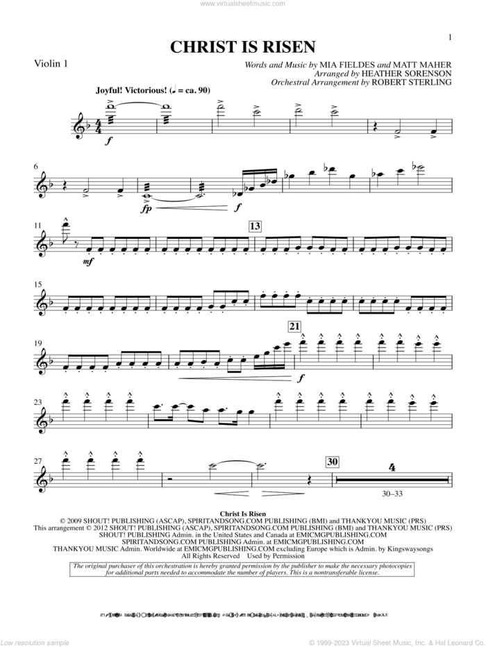 The Beautiful Christ (An Easter Celebration Of Grace) sheet music for orchestra/band (violin 1) by Heather Sorenson, intermediate skill level