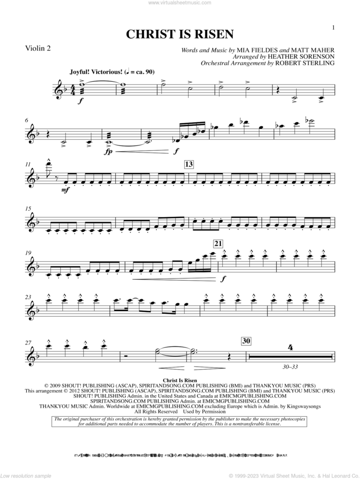 The Beautiful Christ (An Easter Celebration Of Grace) sheet music for orchestra/band (violin 2) by Heather Sorenson, intermediate skill level