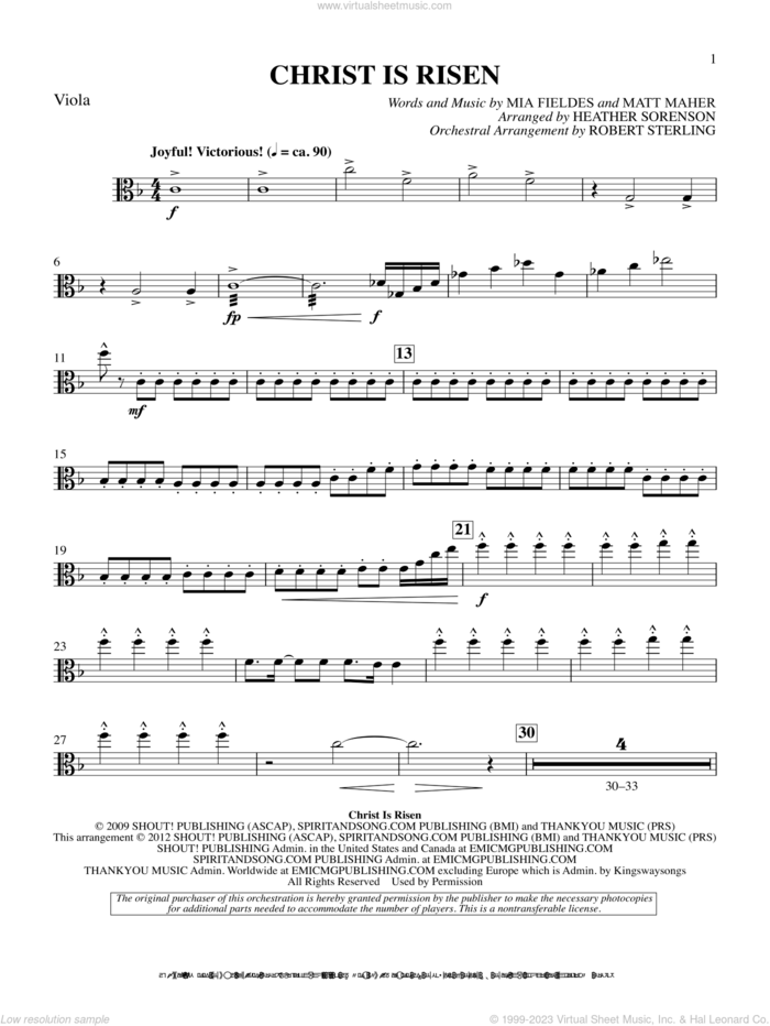 The Beautiful Christ (An Easter Celebration Of Grace) sheet music for orchestra/band (viola) by Heather Sorenson, intermediate skill level